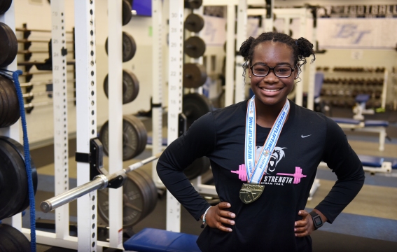 Bartram Trail senior Jasmine Powell, pictured on Tuesday, March 14, 2017, is the 2017 All-County Girls Weightlifter of the Year. (Christina Kelso/ The St. Augustine Record)