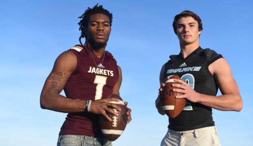 Defensive Player of the Year St. Augustine senior Jacoby Feliciano, left, and Offensive Player of the Year Ponte Vedra senior Nick Tronti. (Christina Kelso/ The St. Augustine Record)
